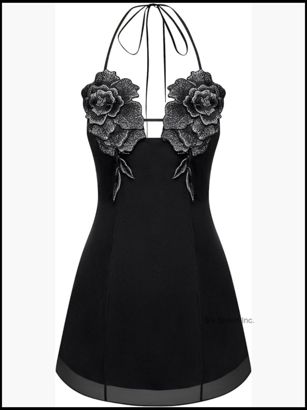 Women's Flower Embroidered Mini Dress, Polyester, Hand Wash Only - Picture 1 of 6